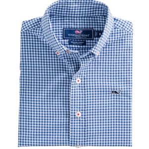 Vineyard Vines Boys’ Old Town Gingham Whale Shirt